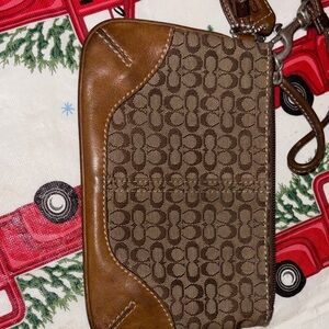 Coach Brown Monogram Wristlet